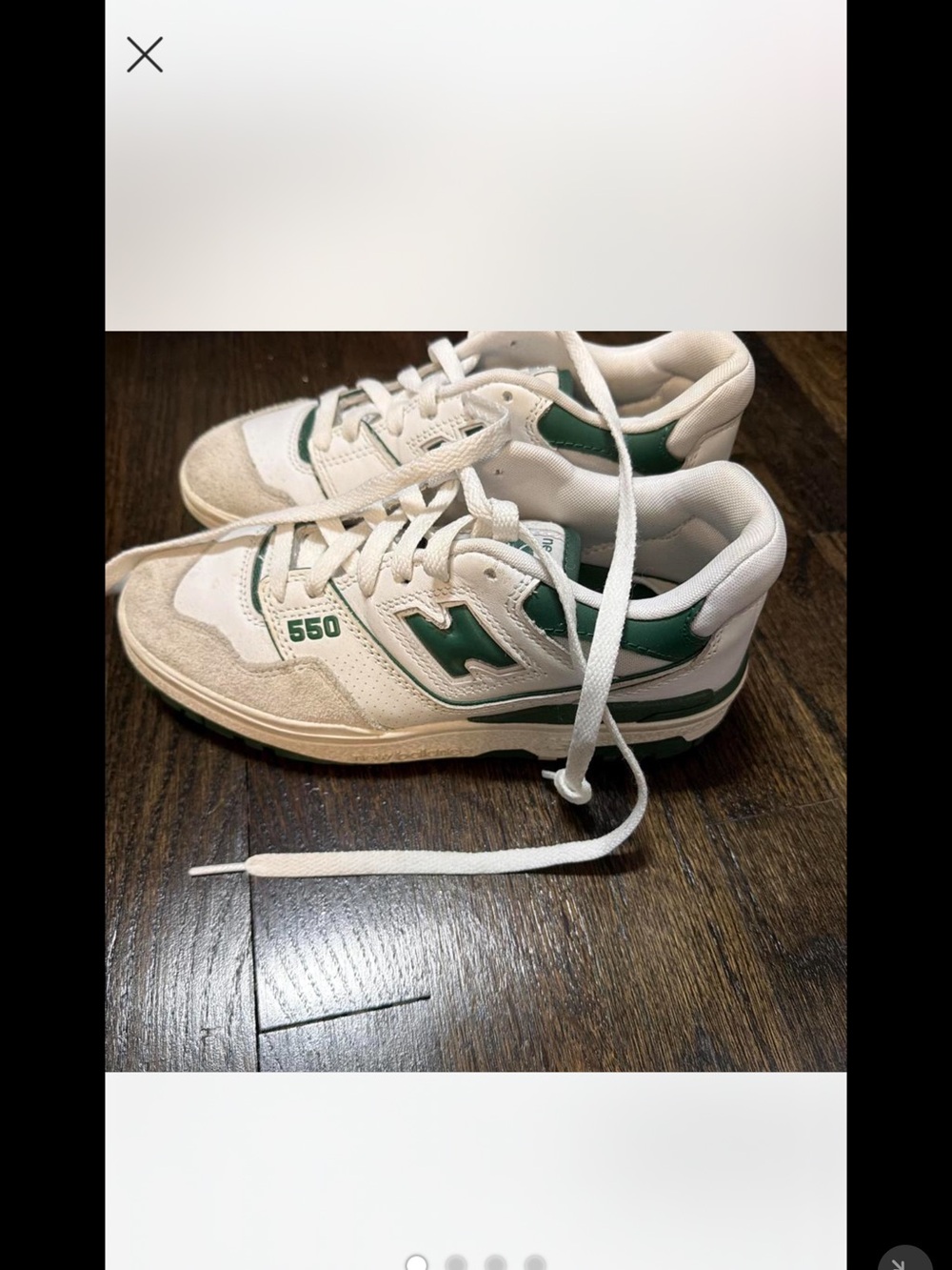 New Balance 550 White with Green Accents Sneakers